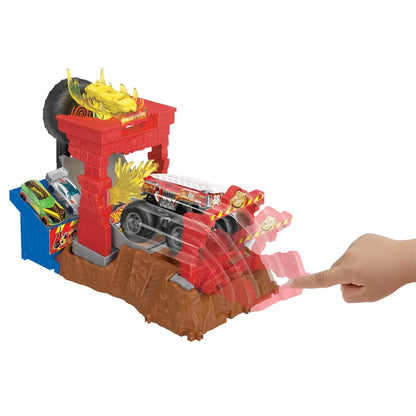 HOT WHEELS MONSTER TRUCKS ENTRY CHALLENGE ARENA SMASHERS PROVOCAREA FIRE CRASH, HOT WHEELS - MONSTER TRUCK