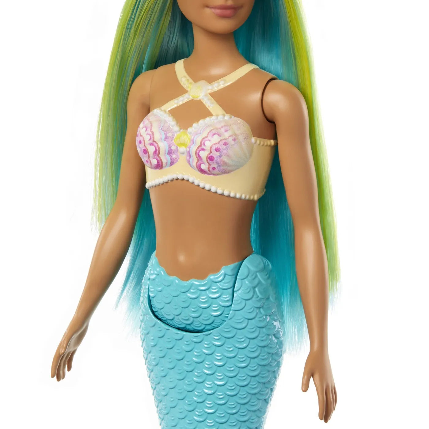 BARBIE DREAMTROPIA PAPUSA SIRENA CU CORSET GALBEN SI COADA ALBASTRA, BARBIE - DREAMTOPIA