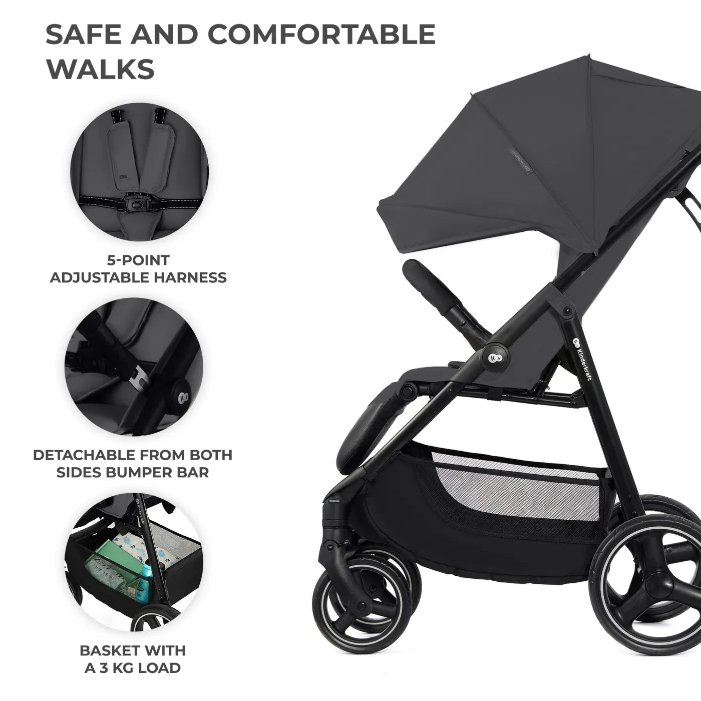 CARUCIOR SPORT KINDERKRAFT TRIG3 GRANITE GREY, KINDERKRAFT