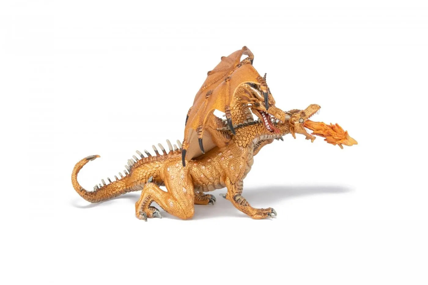 PAPO FIGURINA DRAGON CU DOUA CAPETE AURIU, PERSONAJE MEDIEVALE FANTASTICE