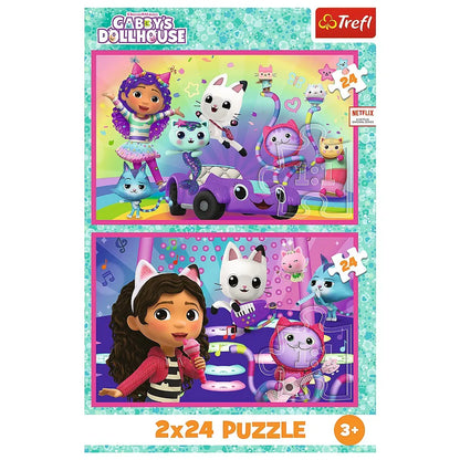 PUZZLE TREFL 2X24 GABBYS DOLLHOUSE AVENTURILE LUI GABBY, TREFL 2X24
