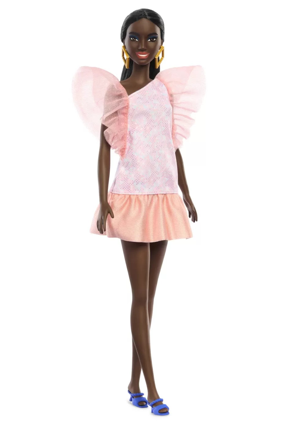 PAPUSA BARBIE FASHIONISTA  AFRO-AMERICANA CU ROCHIE PEACH, BARBIE - FASHIONISTAS
