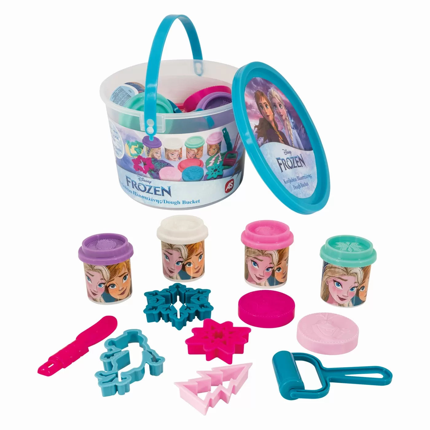 GALETUSA CU 4 BORCANASE DE PLASTILINA SI ACCESORII FROZEN, AS