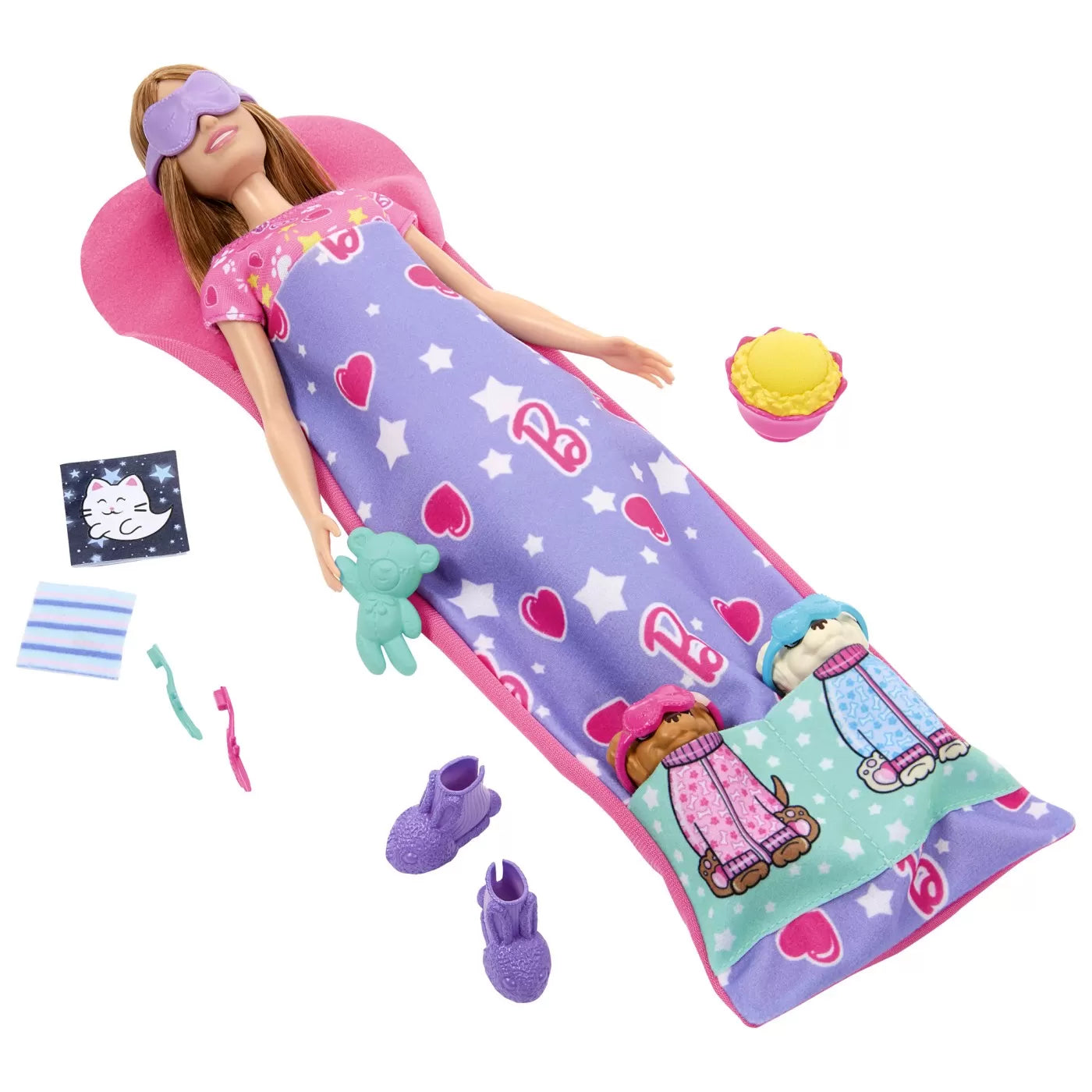 BARBIE PAPUSA BARBIE FAMILY SET PETRECERE CU 2 CATELUSI COLOR CHANGE, BARBIE - FAMILY