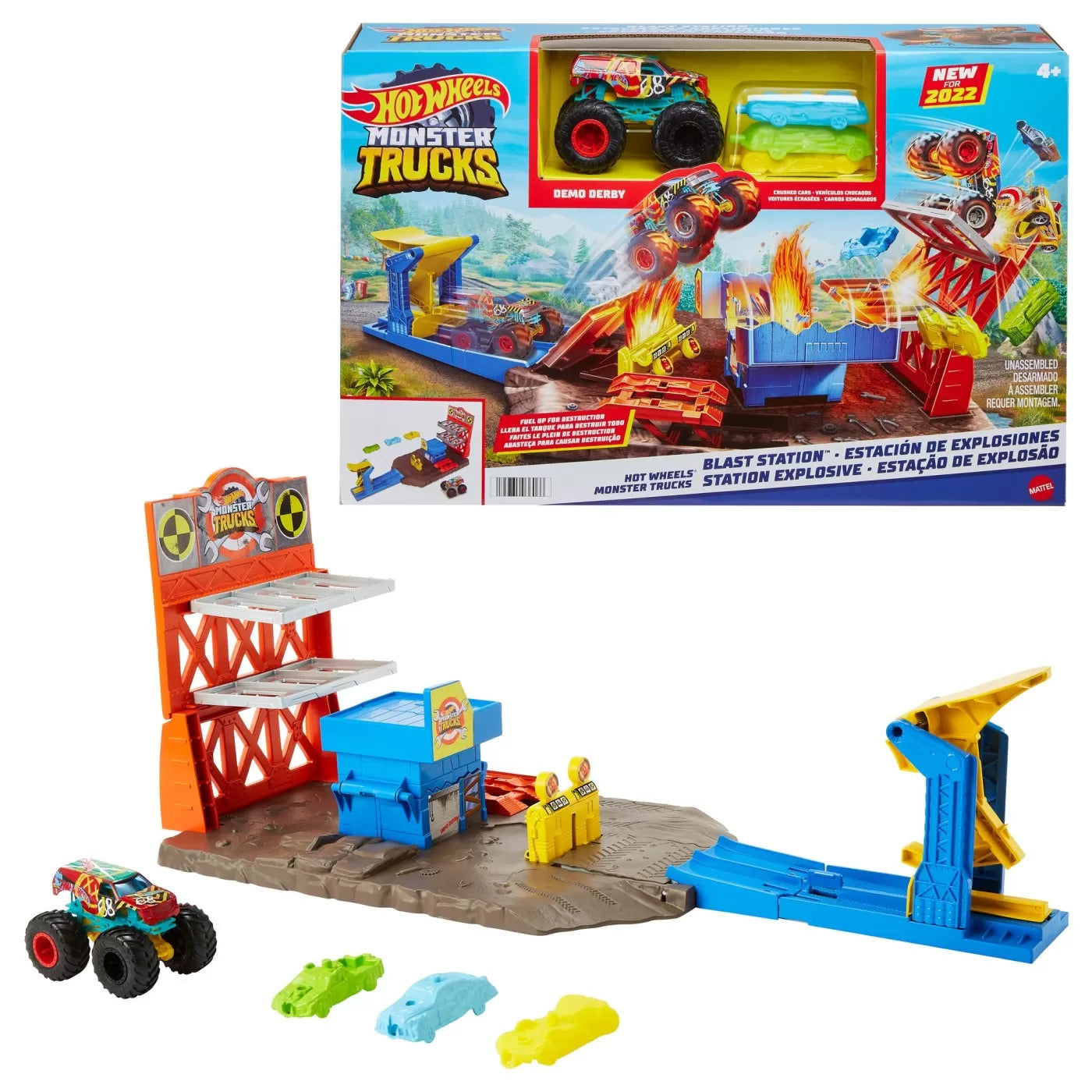 HOT WHEELS MONSTER TRUCKS SET BLAST STATION , HOT WHEELS - MONSTER TRUCK