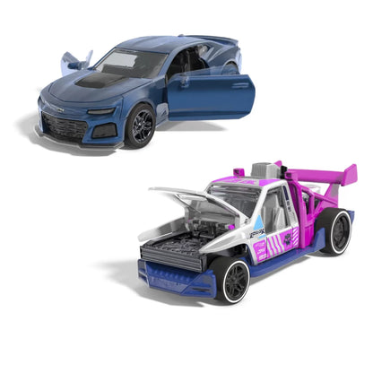 HOT WHEELS SET 2 MASINUTE METALICE PULL BACK CAMARO ZL1 2022 SI LOLUX 1:43, HOT WHEELS - VEHICULE