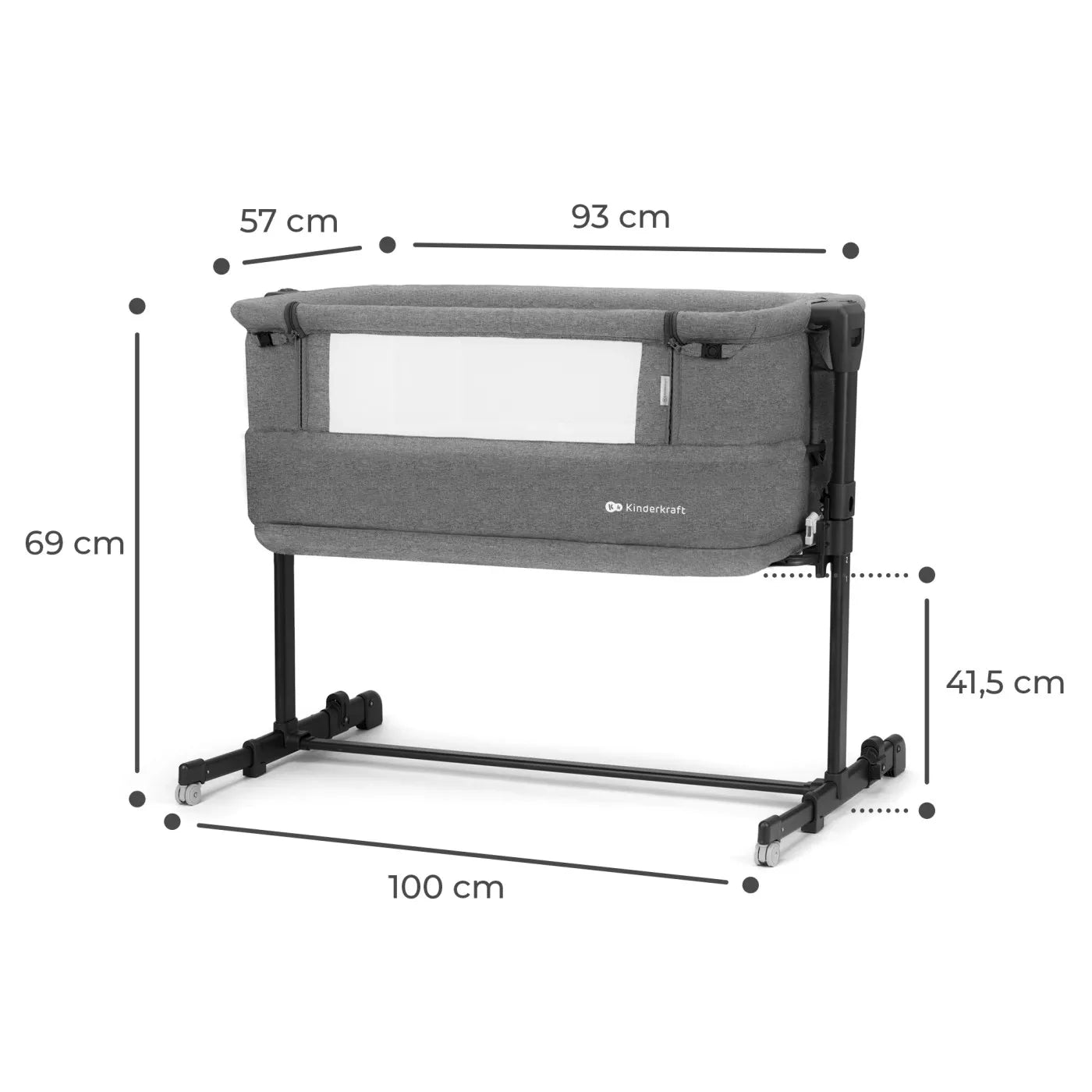 PATUT CO-SLEEPER KINDERKRAFT NESTE GROW, GRI INCHIS, KINDERKRAFT