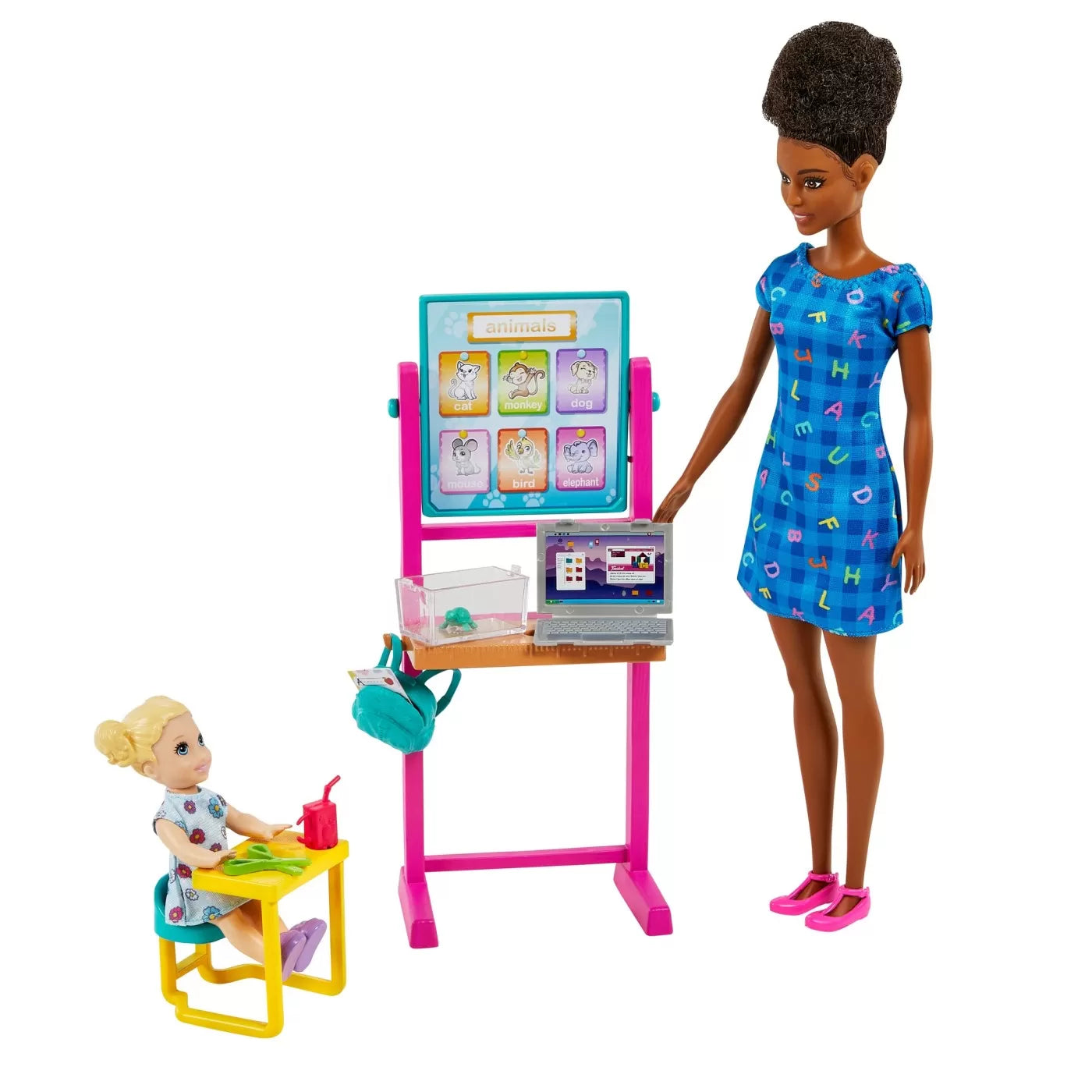 BARBIE CARIERE SET MOBILIER CU PAPUSA BRUNETA PROFESOARA , BARBIE - I CAN BE