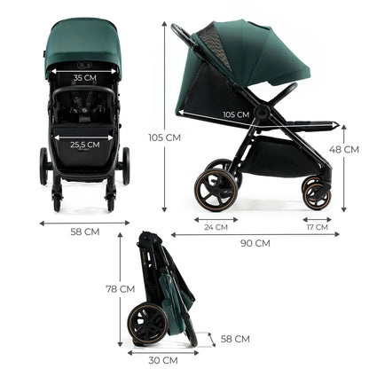 CARUCIOR SPORT, ULTRA COMPACT, KINDERKRAFT MITZY, 0-22 KG, JADE GREEN, KINDERKRAFT