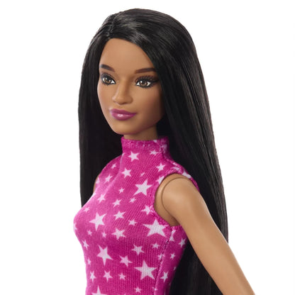 PAPUSA BARBIE FASHIONISTA BRUNETA CU TOP CU STELUTE, BARBIE - FASHIONISTAS