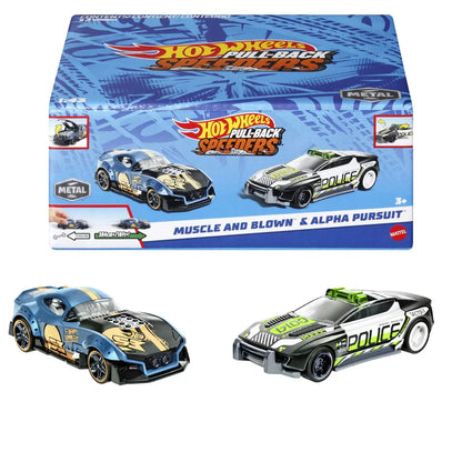 HOT WHEELS SET 2 MASINUTE METALICE PULL BACK MUSCLE AND BLOWN SI ALPHA PURSUIT 1:43, HOT WHEELS - VEHICULE