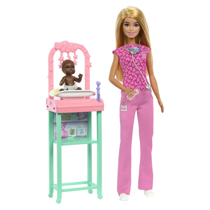 BARBIE SET DE JOACA PAPUSA BARBIE BLONDA FACE CARIERA PEDIATRU, BARBIE - I CAN BE