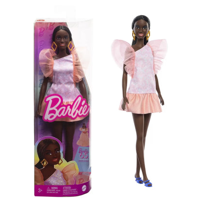 PAPUSA BARBIE FASHIONISTA  AFRO-AMERICANA CU ROCHIE PEACH, BARBIE - FASHIONISTAS