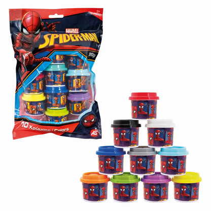 SET 10 BORCANASE DE PLASTILINA SPIDERMAN IN PUNGA DE PLASTIC, AS
