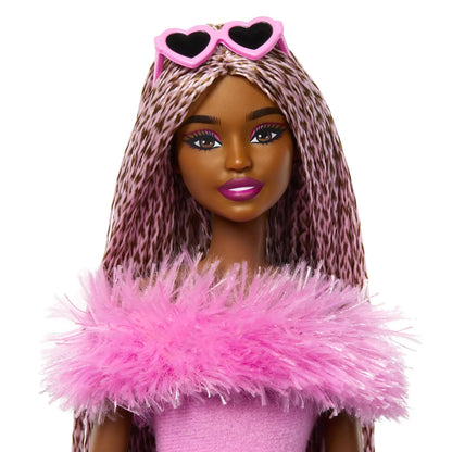 BARBIE DELUXE STYLE PAPUSA BARBIE CU SALOPETA ROZ SI PAR IMPLETIT, BARBIE - FASHIONISTAS
