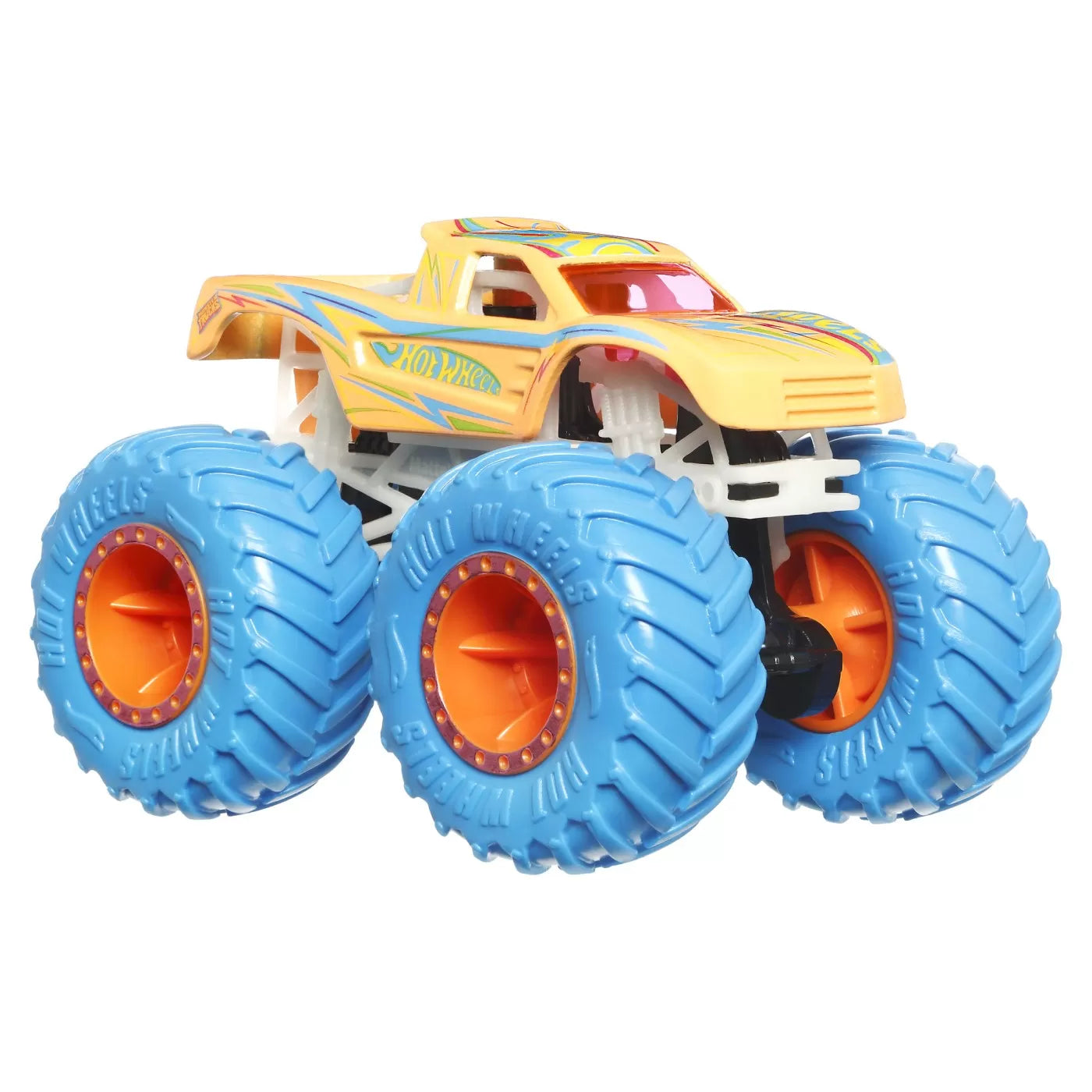 HOT WHEELS MONSTER TRUCK GLOW IN THE DARK MASINUTA PODIUM CRASHER SCARA 1:64, HOT WHEELS - MONSTER TRUCK