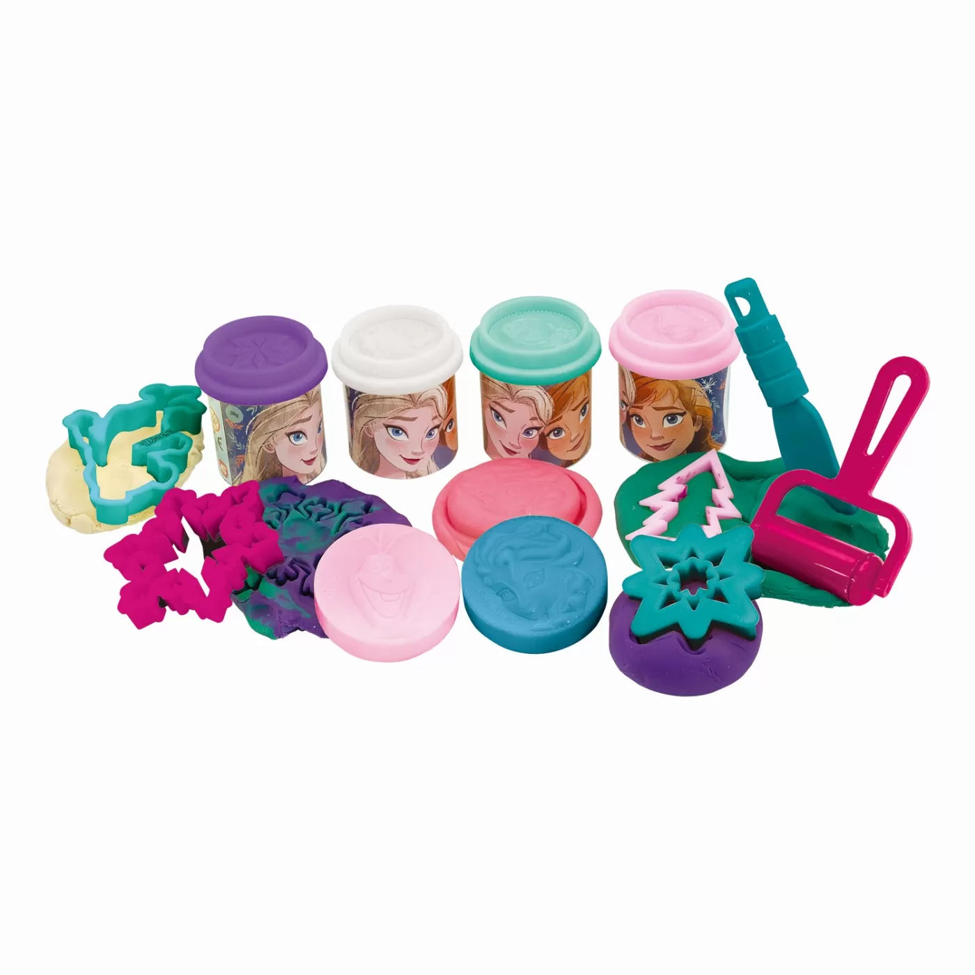 GALETUSA CU 4 BORCANASE DE PLASTILINA SI ACCESORII FROZEN, AS