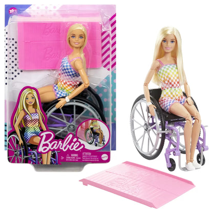 BARBIE PAPUSA BARBIE BLONDA IN SCAUN CU ROTILE, BARBIE - FASHIONISTAS
