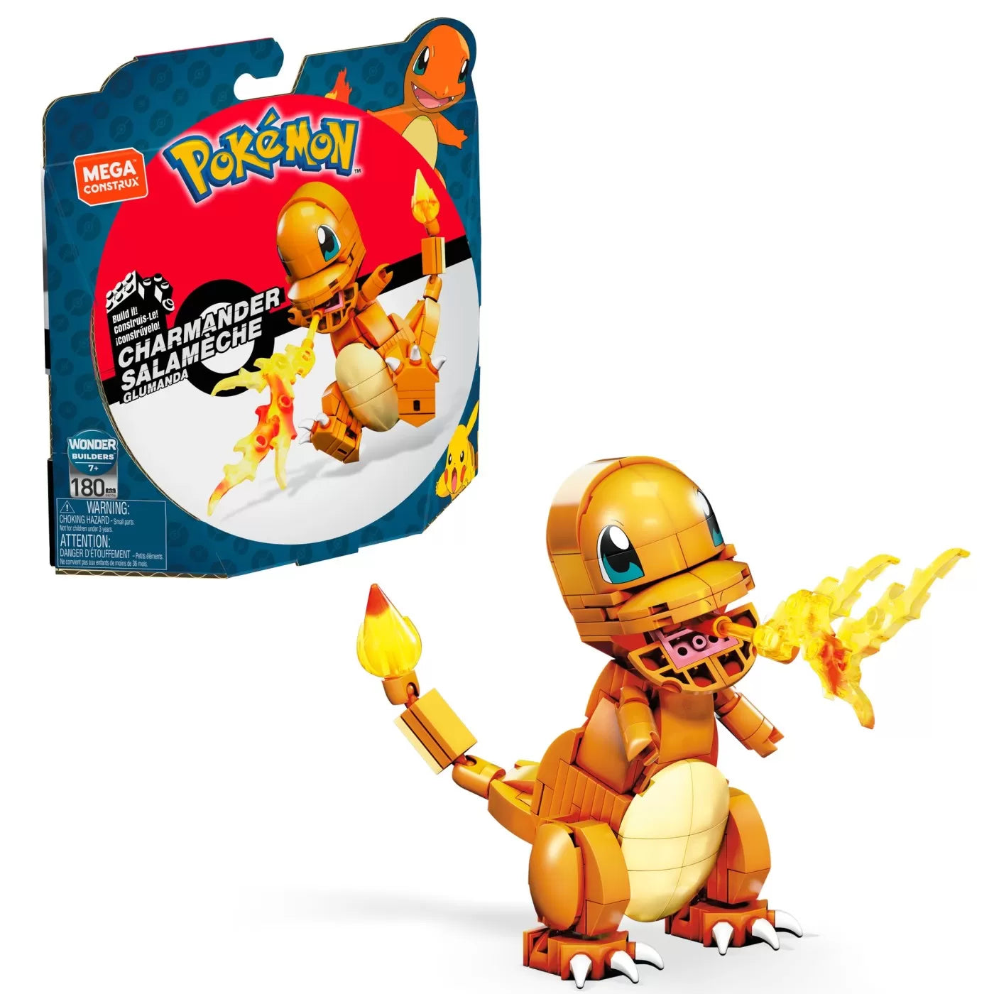 POKEMON MEGA CONSTRUX SET DE CONSTRUCTIE CHARMANDER SALAMECHE 180 PIESE, POKEMON