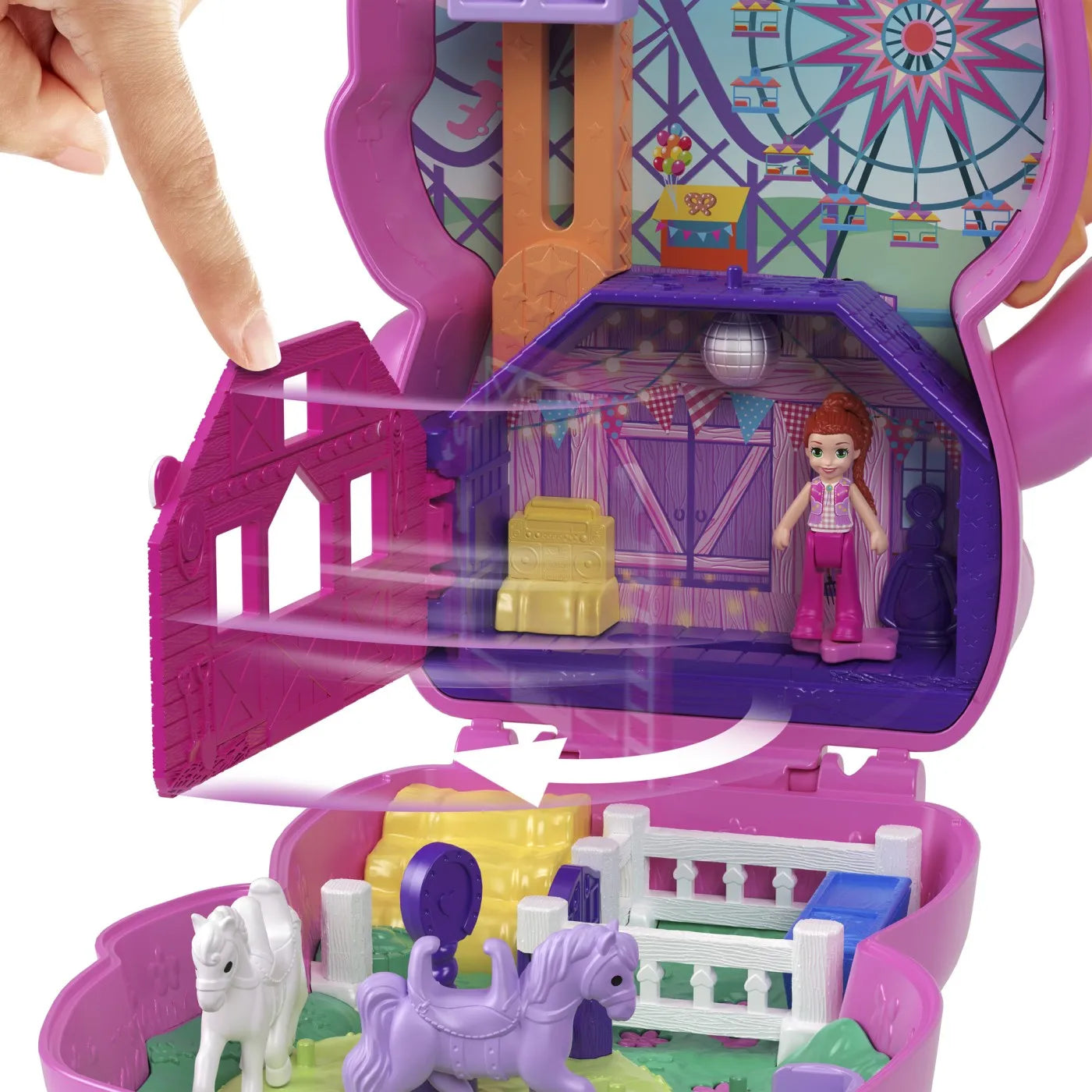 POLLY POCKET SET GENTUTA ANIMALUT PONEI LA RODEO CU ACCESORII, POLLY POCKET