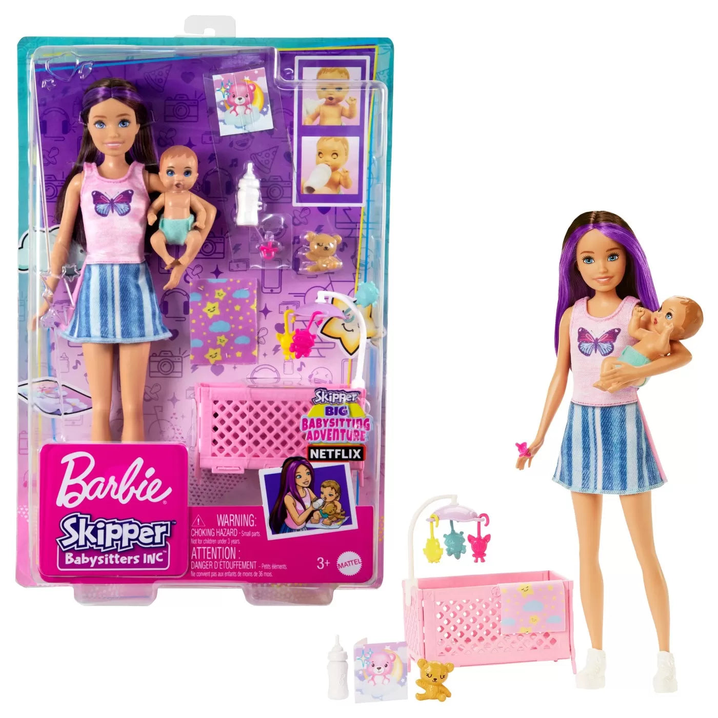 PAPUSA BARBIE MAMICA SATENA CU BEBELUS, BARBIE - FAMILY