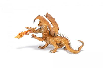 PAPO FIGURINA DRAGON CU DOUA CAPETE AURIU, PERSONAJE MEDIEVALE FANTASTICE