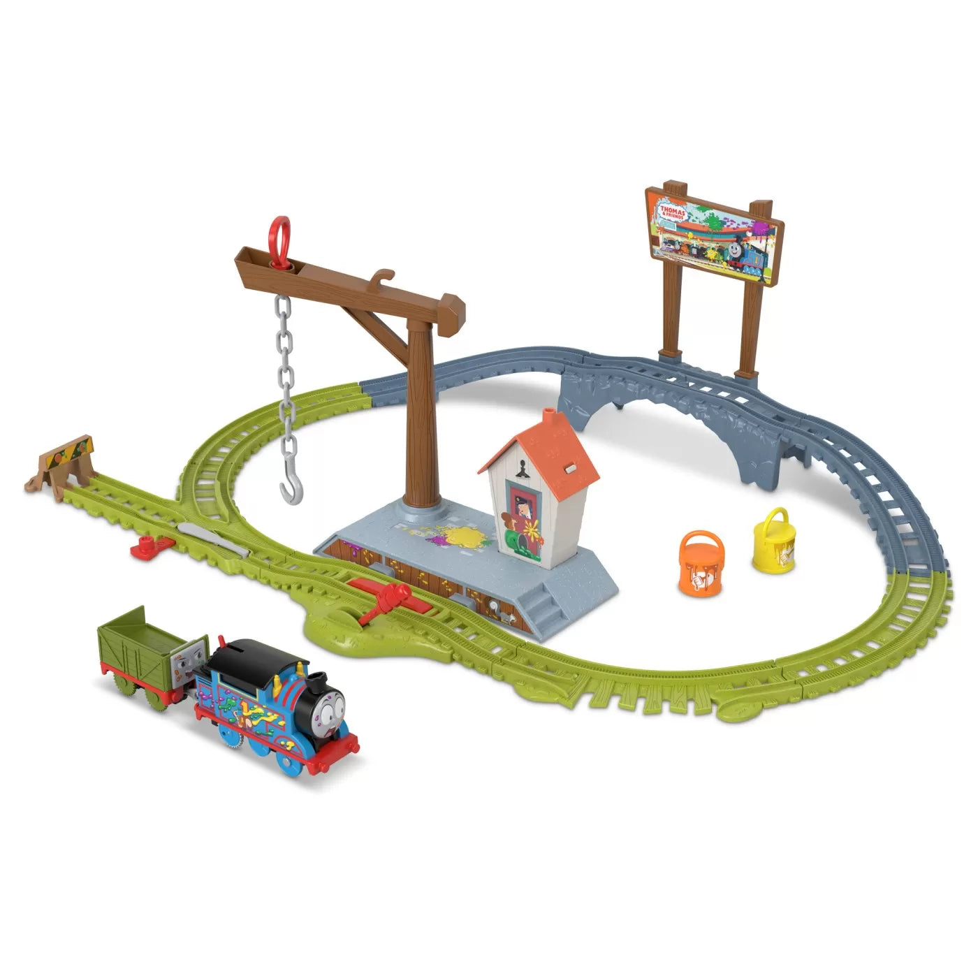 THOMAS SET DE JOACA CU LOCOMOTIVA MOTORIZATA THOMAS LIVREAZA VOPSEAUA, THOMAS - THOMAS