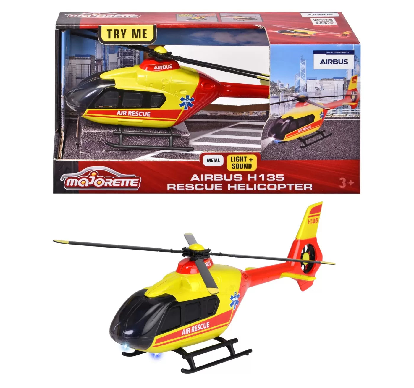 MAJORETTE ELICOPTER DE SALVARE AIRBUS H135 CU SUNETE SI LUMINI, MAJORETTE
