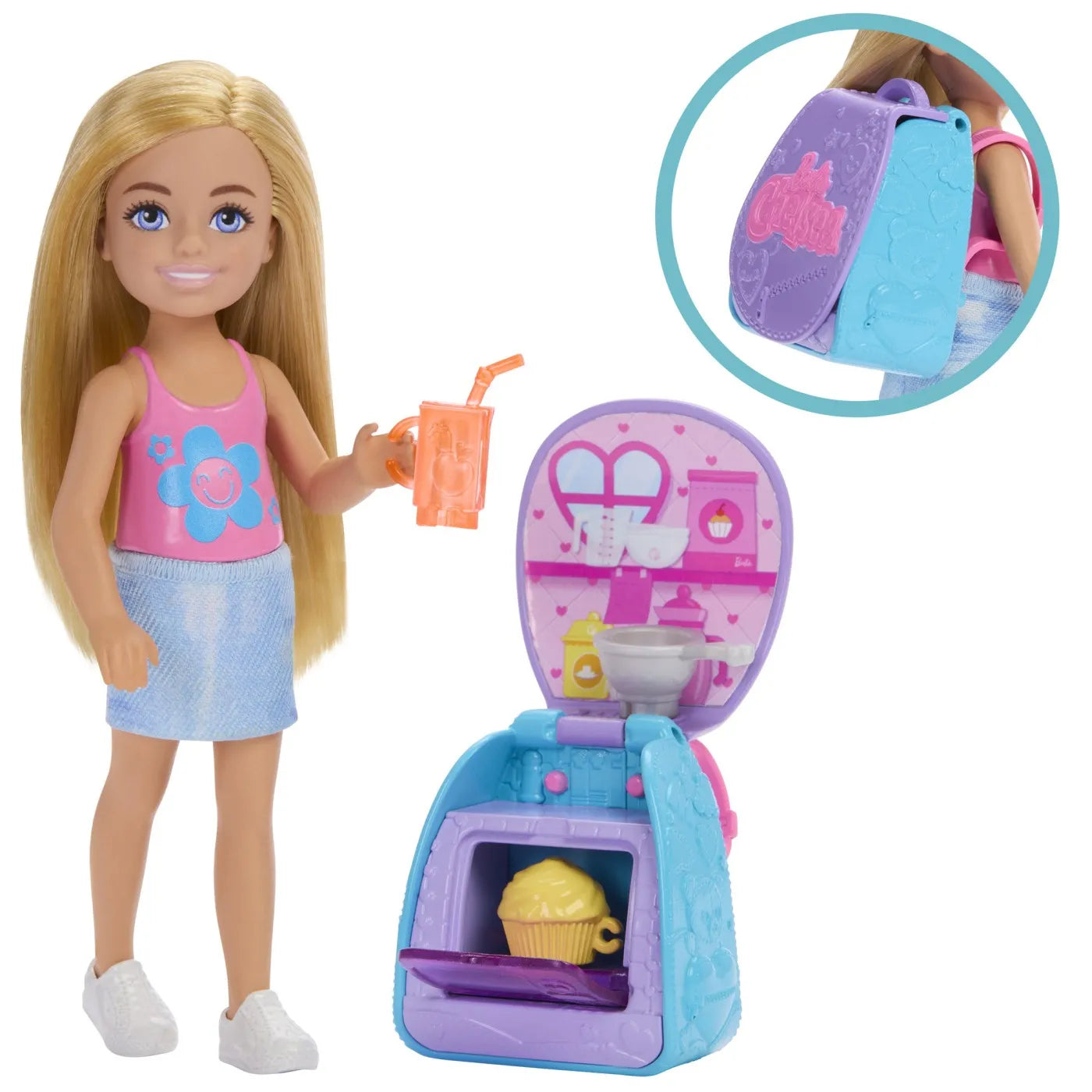 BARBIE PAPUSICA CHELSEA CU RUCSAC PENTRU COACEREA BRIOSELOR, BARBIE - FAMILY