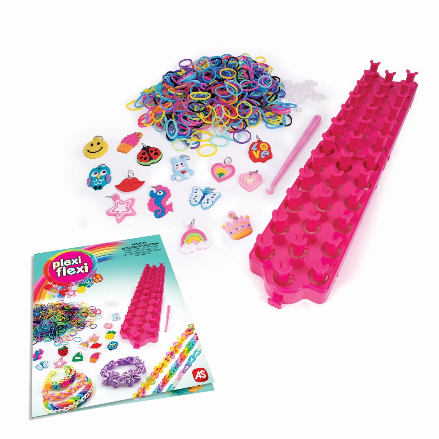 PLEXI FLEXI GHERGHEF PENTRU IMPLETIT CU 800 ELASTICE DIN CAUCIUC SI 15 ACCESORII, HAPPI HOBBI