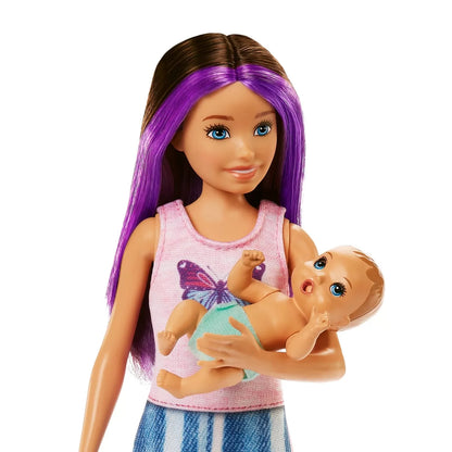 PAPUSA BARBIE MAMICA SATENA CU BEBELUS, BARBIE - FAMILY