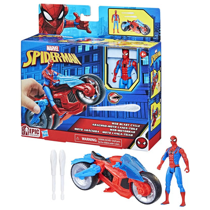 SPIDERMAN SET FIGURINA SI VEHICUL WEB BLAST CYCLE, SPIDER-MAN