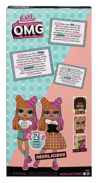 L.O.L. SURPRISE! OMG NEONLICIOUS PAPUSA FASHIONISTA CU ACCESORII, LOL SURPRISE