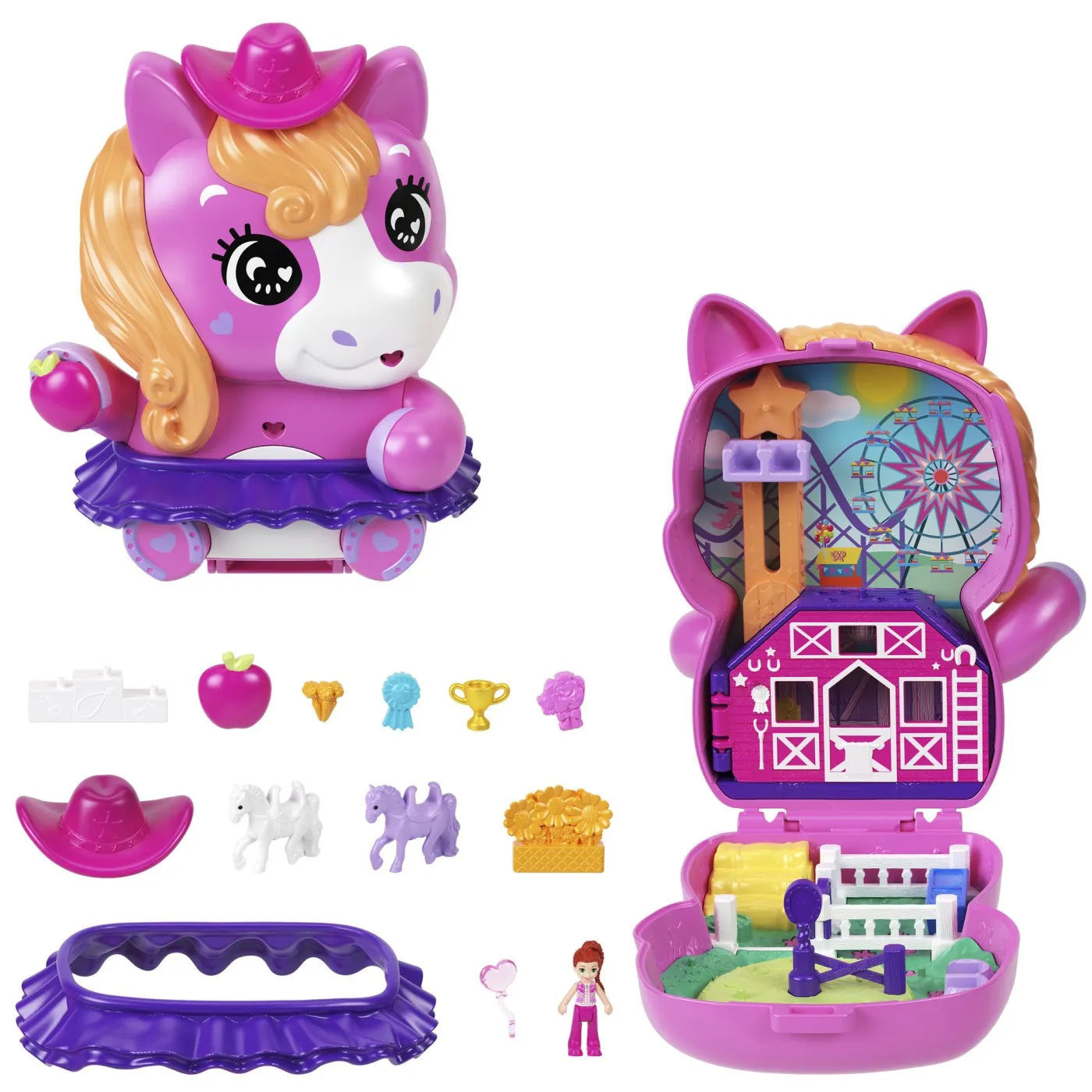 POLLY POCKET SET GENTUTA ANIMALUT PONEI LA RODEO CU ACCESORII, POLLY POCKET