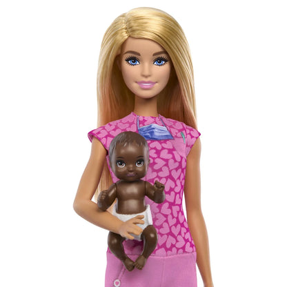 BARBIE SET DE JOACA PAPUSA BARBIE BLONDA FACE CARIERA PEDIATRU, BARBIE - I CAN BE