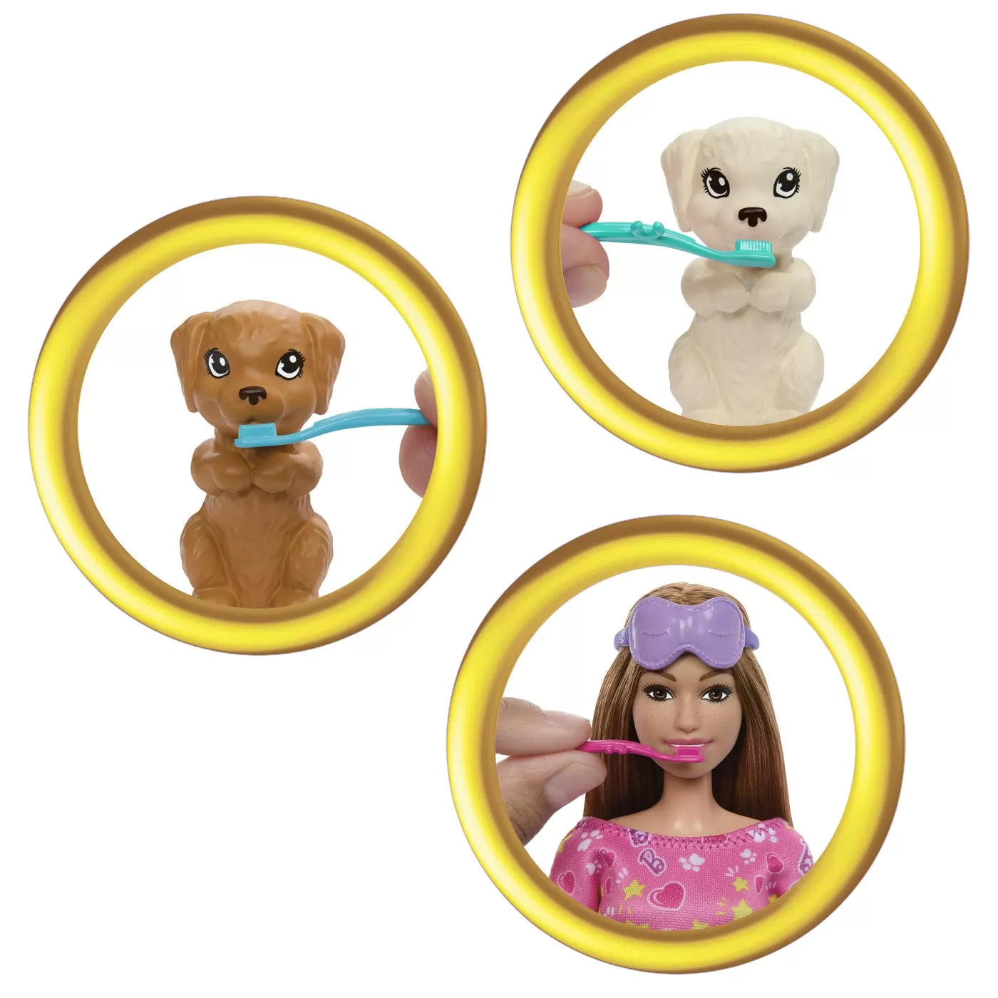 BARBIE PAPUSA BARBIE FAMILY SET PETRECERE CU 2 CATELUSI COLOR CHANGE, BARBIE - FAMILY