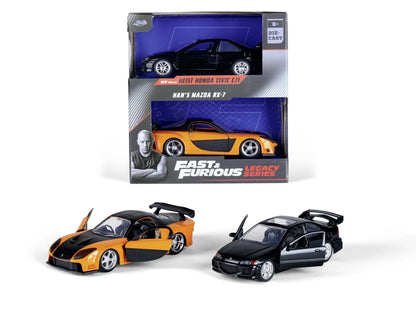 JADA FAST & FURIOUS LEGACY SERIES SET 2 MASINUTE METALICE HONDA CIVIC SI MAZDA RX-7 SCARA 1:32, JADATOYS - FAST AND FURIOUS