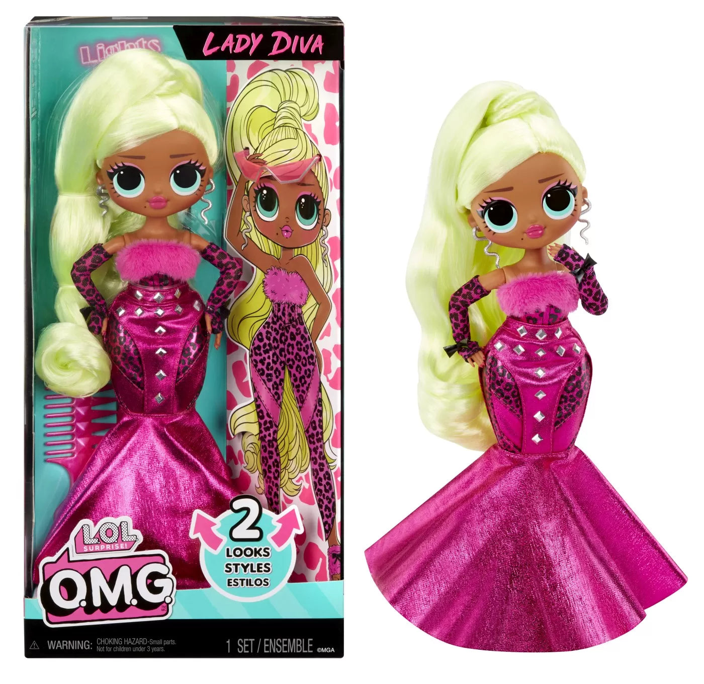 L.O.L. SURPRISE! OMG LADY DIVA PAPUSA FASHIONISTA CU ACCESORII, LOL SURPRISE