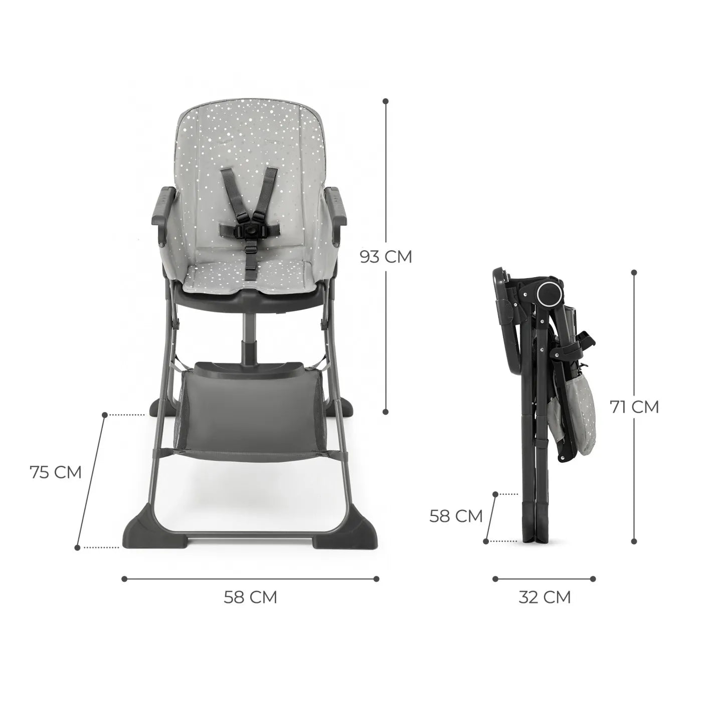 SCAUN DE MASA KINDERKRAFT FOLDEE, PLIABIL, GREY, KINDERKRAFT