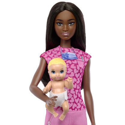 BARBIE SET DE JOACA PAPUSA BARBIE BRUNETA FACE CARIERA PEDIATRU, BARBIE - I CAN BE