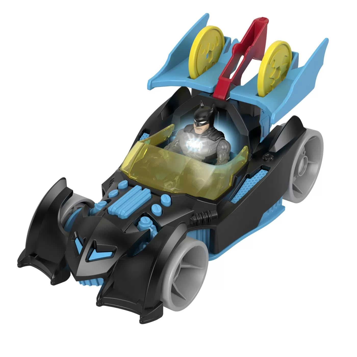 FISHER PRICE IMAGINEXT DC SUPER FRIENDS VEHICUL CU FIGURINA BATMAN CU COSTUM GRI, FISHER PRICE - DC SUPER FRIENDS