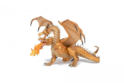 PAPO FIGURINA DRAGON CU DOUA CAPETE AURIU, PERSONAJE MEDIEVALE FANTASTICE