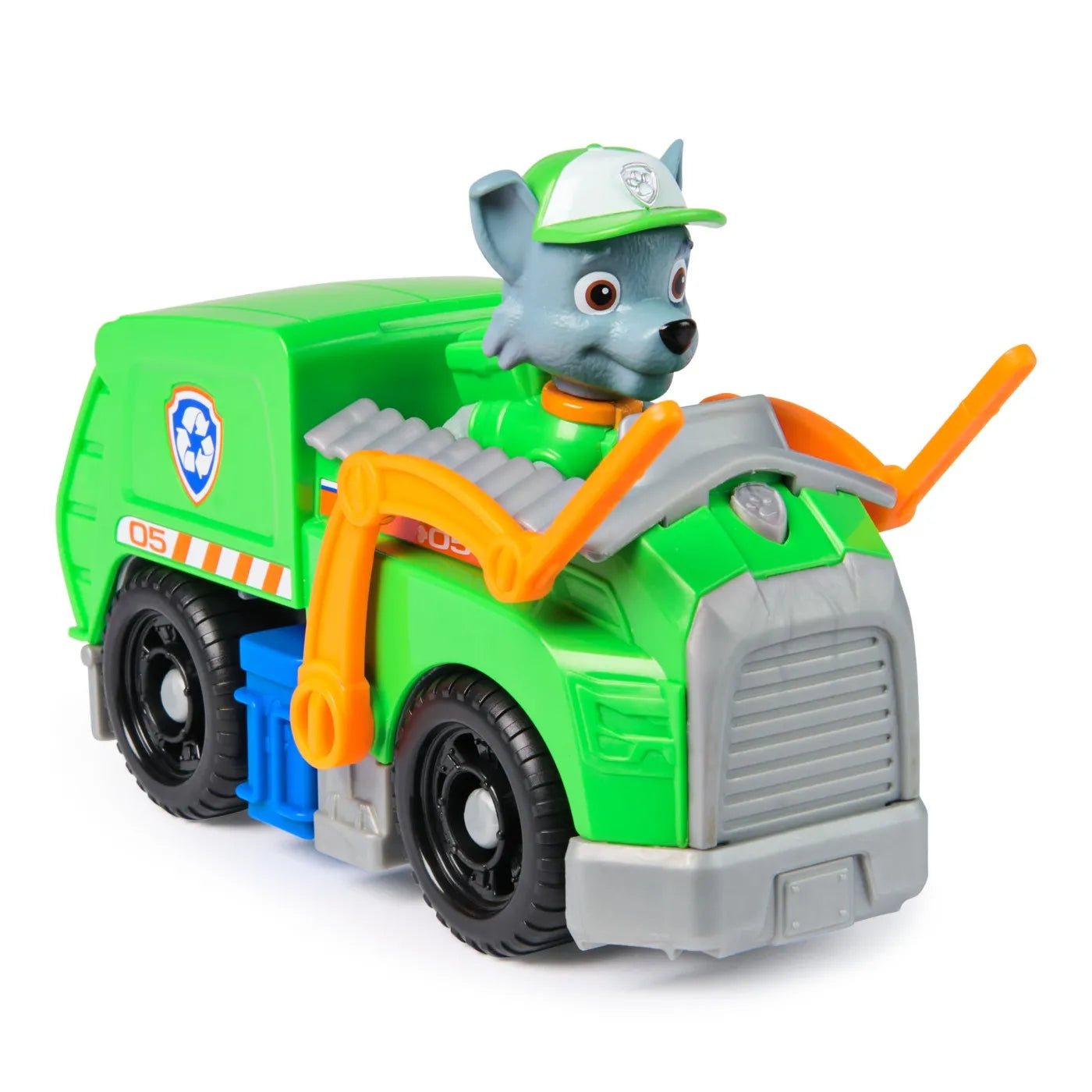 PATRULA CATELUSILOR SET VEHICUL DE BAZA CAMIONUL DE RECICLARE  SI FIGURINA ROCKY, PATRULA CATELUSILOR