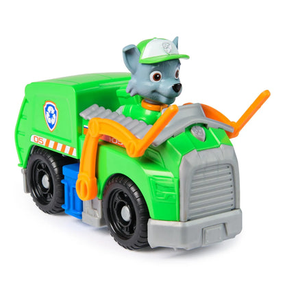 PATRULA CATELUSILOR SET VEHICUL DE BAZA CAMIONUL DE RECICLARE  SI FIGURINA ROCKY, PATRULA CATELUSILOR