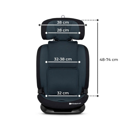 SCAUN AUTO I-SIZE, 76-150 CM, KINDERKRAFT ONETO 3, ISOFIX, GRAPHITE BLACK, KINDERKRAFT