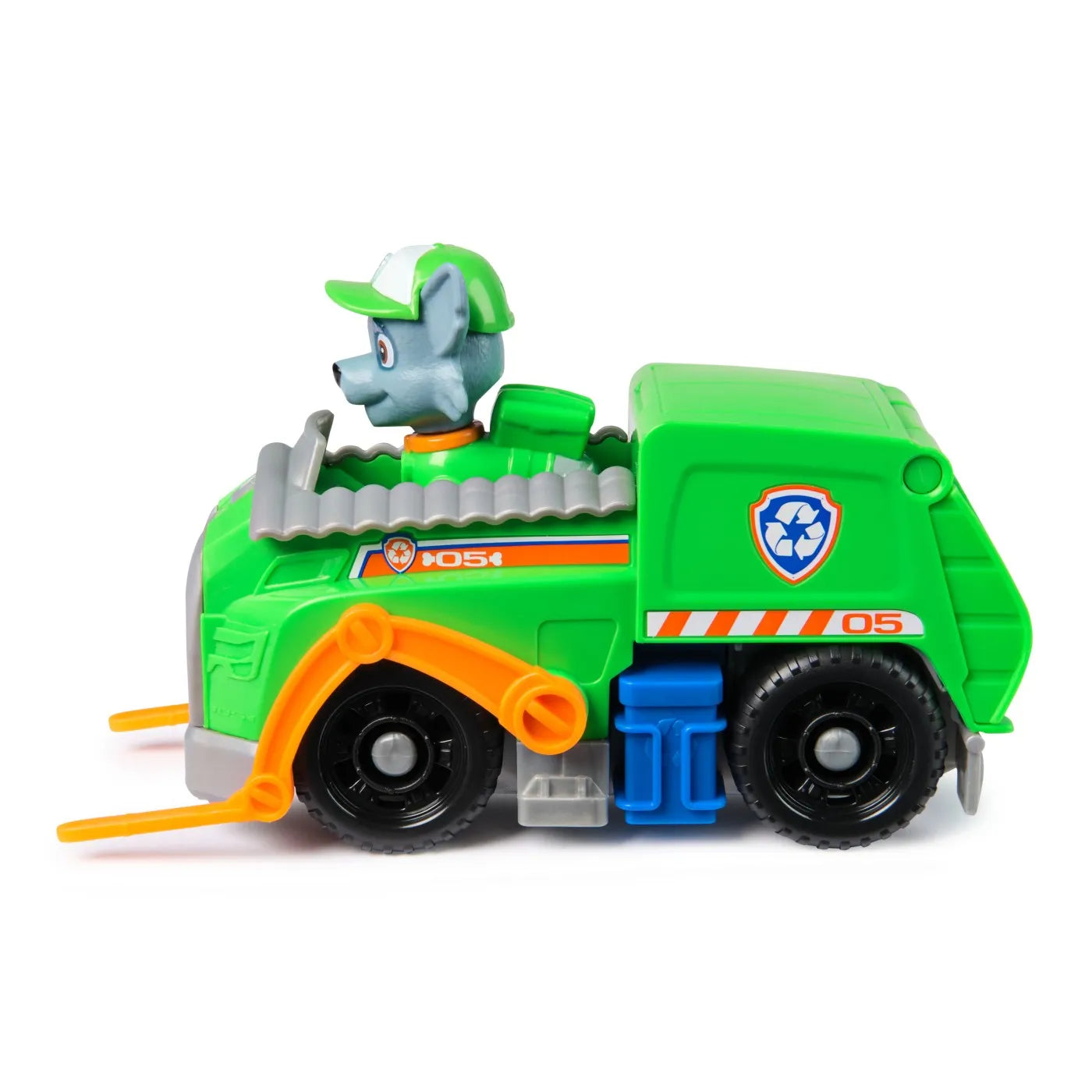 PATRULA CATELUSILOR SET VEHICUL DE BAZA CAMIONUL DE RECICLARE  SI FIGURINA ROCKY, PATRULA CATELUSILOR
