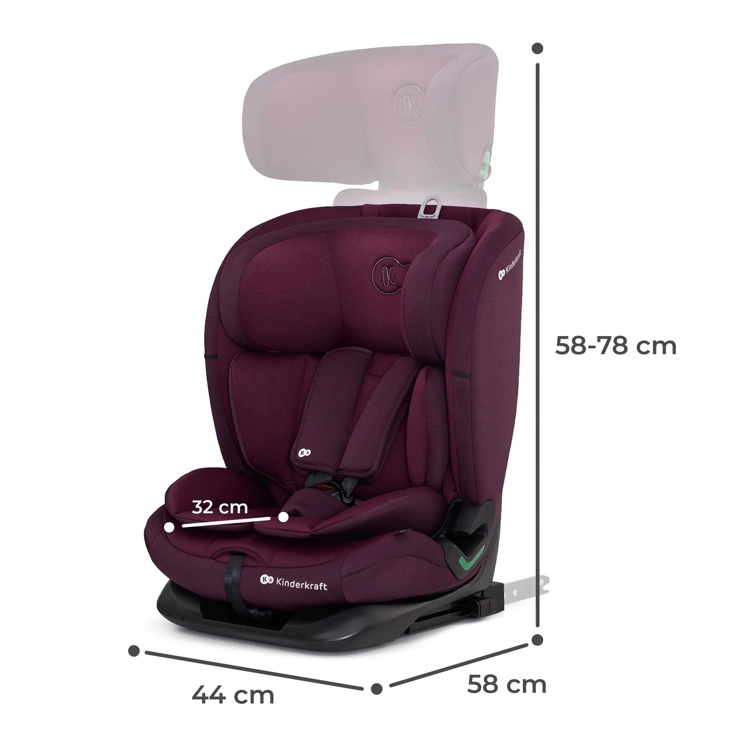 SCAUN AUTO I-SIZE, 76-150 CM, KINDERKRAFT ONETO 3, ISOFIX, CHERRY PEARL, KINDERKRAFT