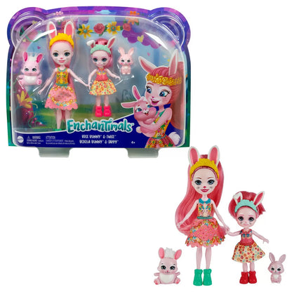 ENCHANTIMALS SET PAPUSI SURORI SI ANIMALUTELE LOR  BREE BUNNY SI TWIST SI BEDELIA BUNNY SI TAPPY, ENCHANTIMALS - SET