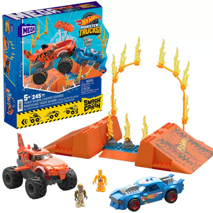 HOT WHEELS MONSTER TRUCK MEGA SET CONSTRUCTIE CURSA TIGER SHARK CHOMP, HOT WHEELS - MONSTER TRUCK