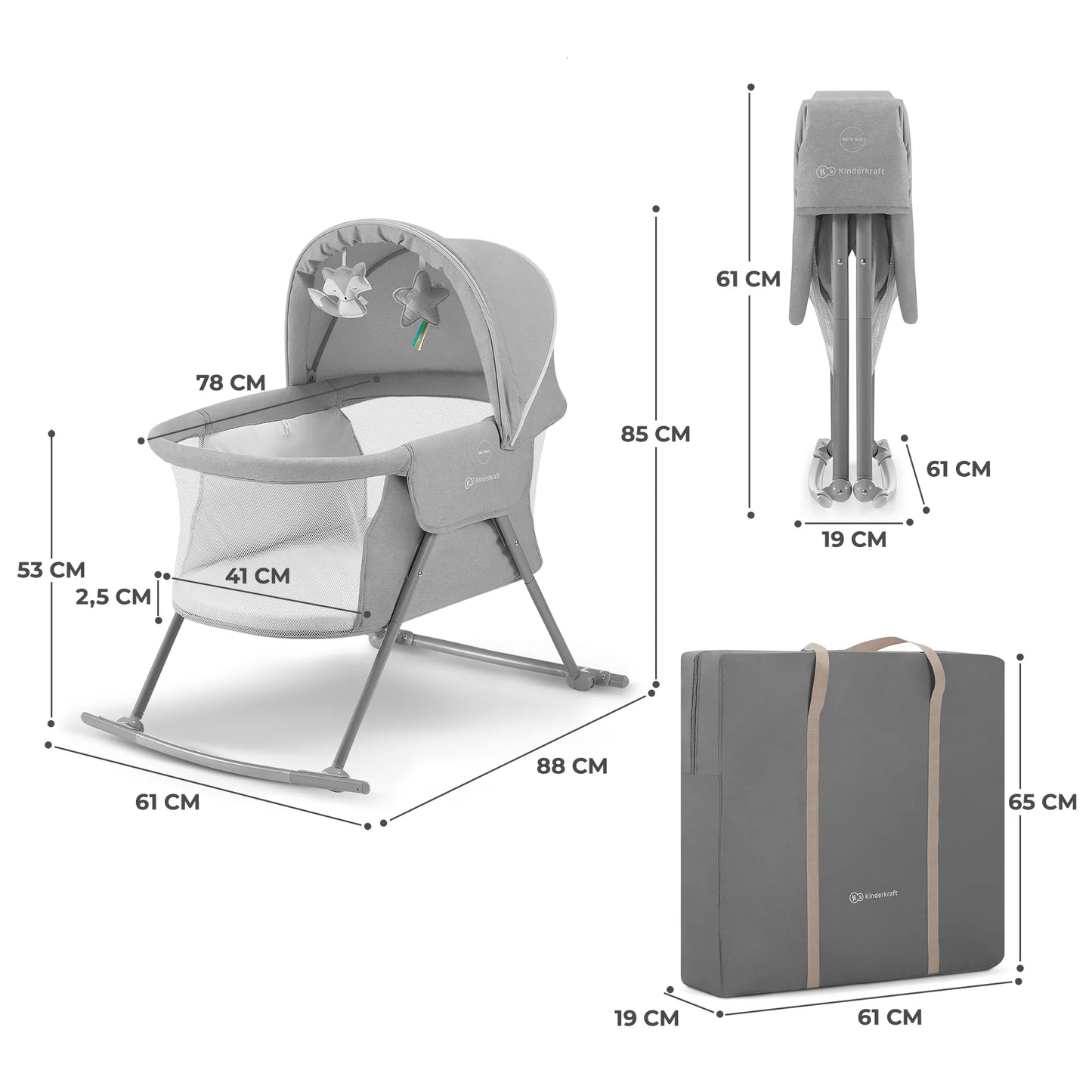PATUT KINDERKRAFT LOVI, 3 IN 1, GREY, KINDERKRAFT